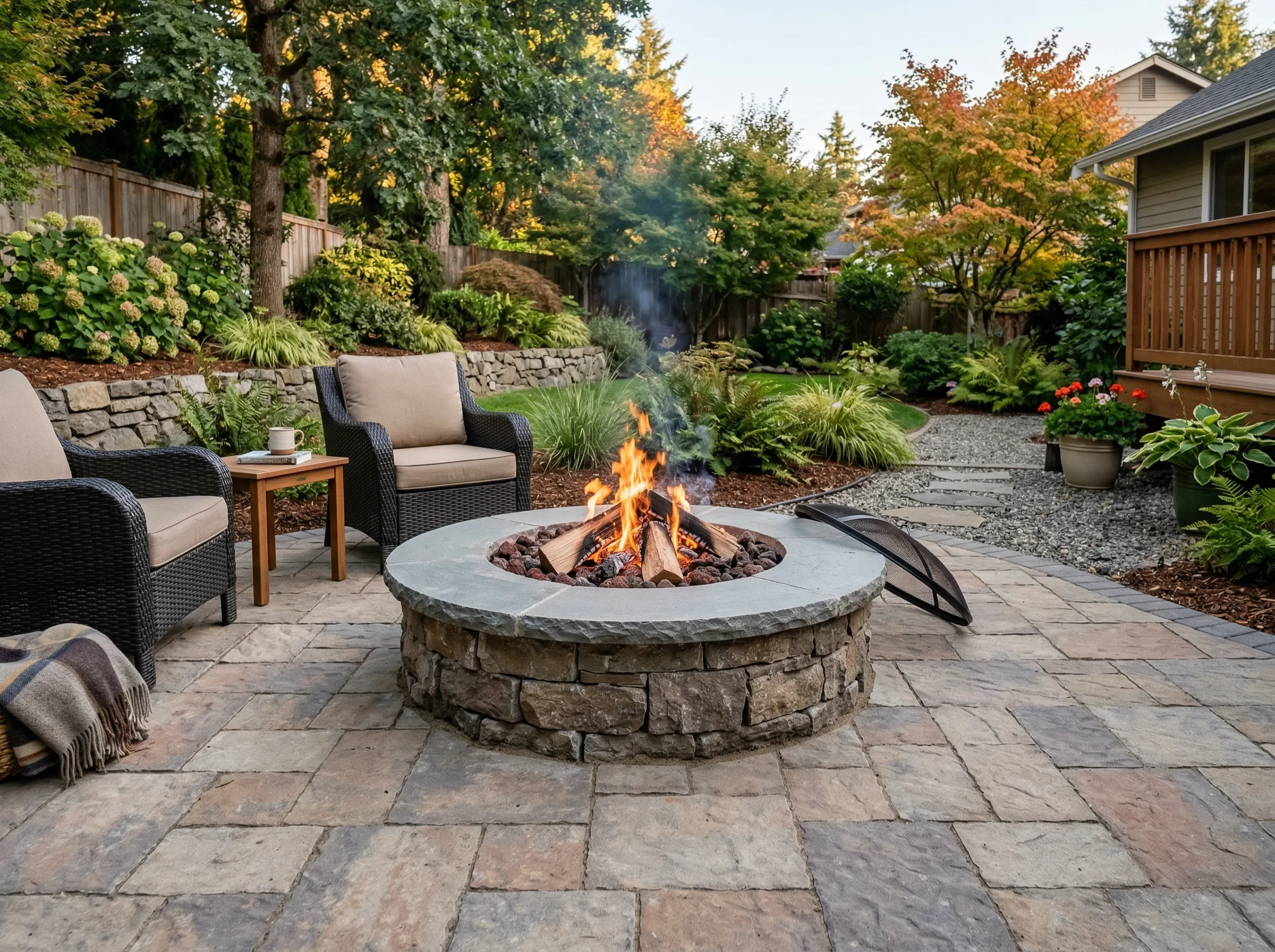 Outdoor firepit and patio project in Peekskill, NY